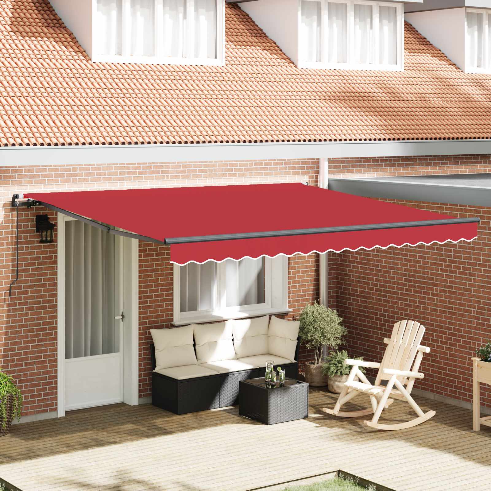 Tenda retrattile Rosso 400 × 300 cm Poliestere e Alluminio