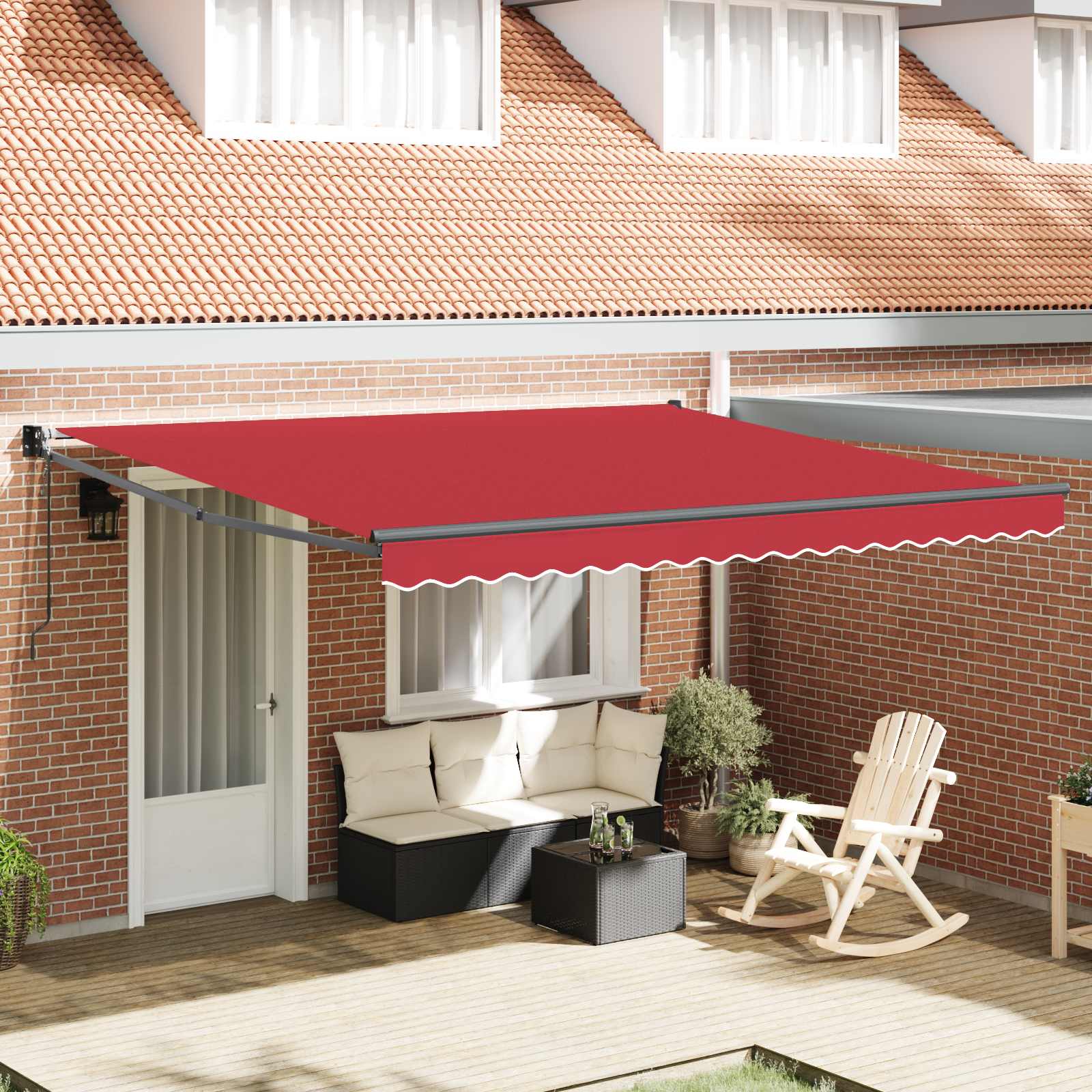 Tenda retrattile Rosso 400 × 300 cm Poliestere e Metallo