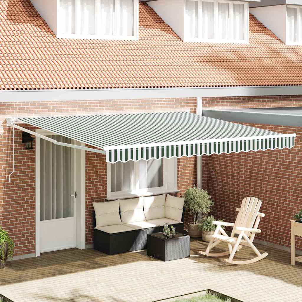 Tenda retrattile Verde 400 × 300 cm Poliestere e Metallo