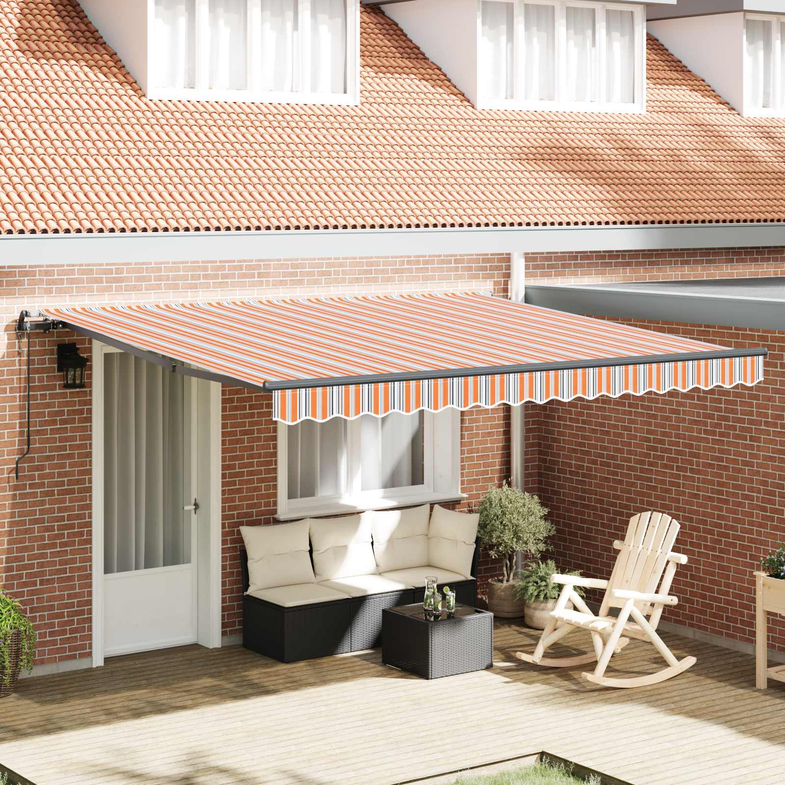 Tenda retrattile Multicolore 400 × 350 cm Tessuto e Alluminio
