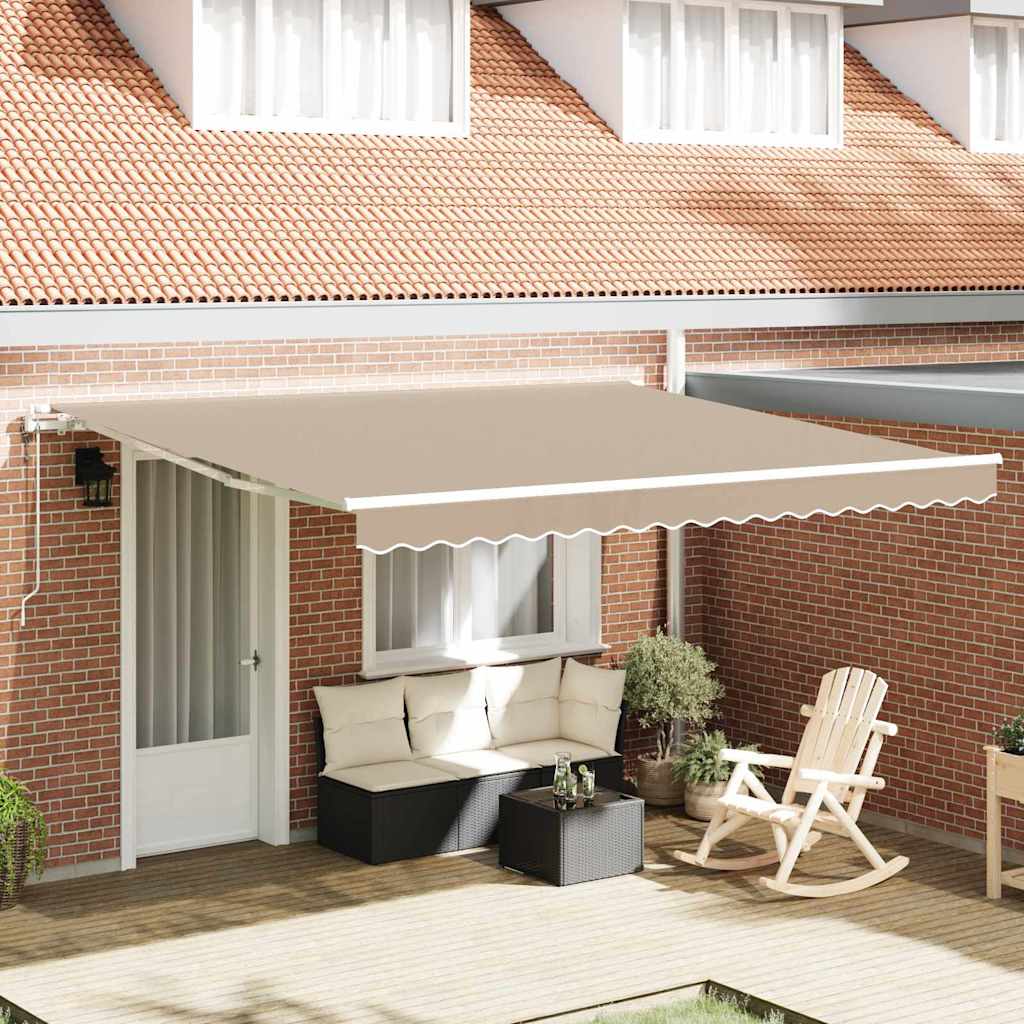 Tenda retrattile Beige 400 × 350 cm Tessuto e Alluminio