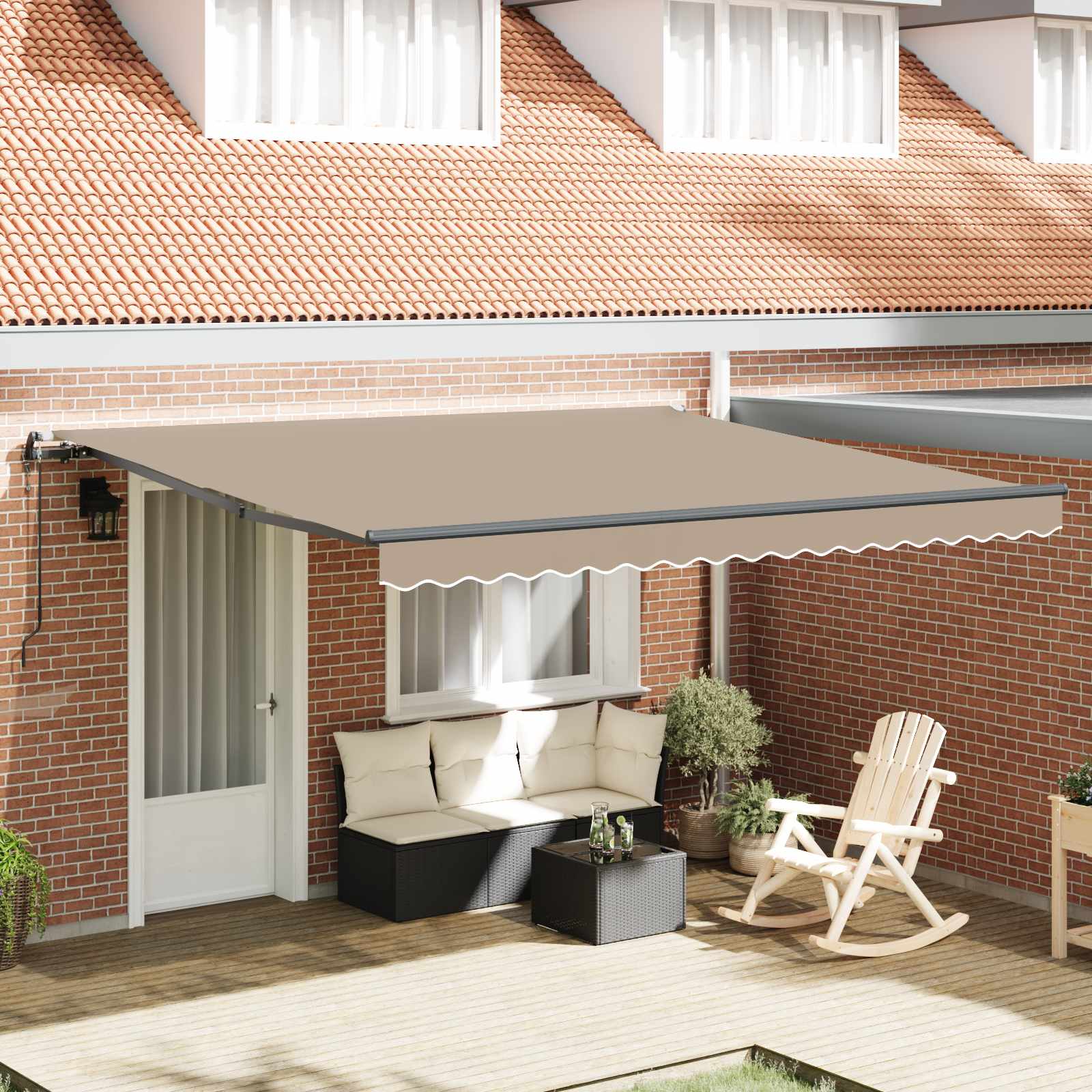 Tenda retrattile Beige 400 × 350 cm Tessuto e Alluminio