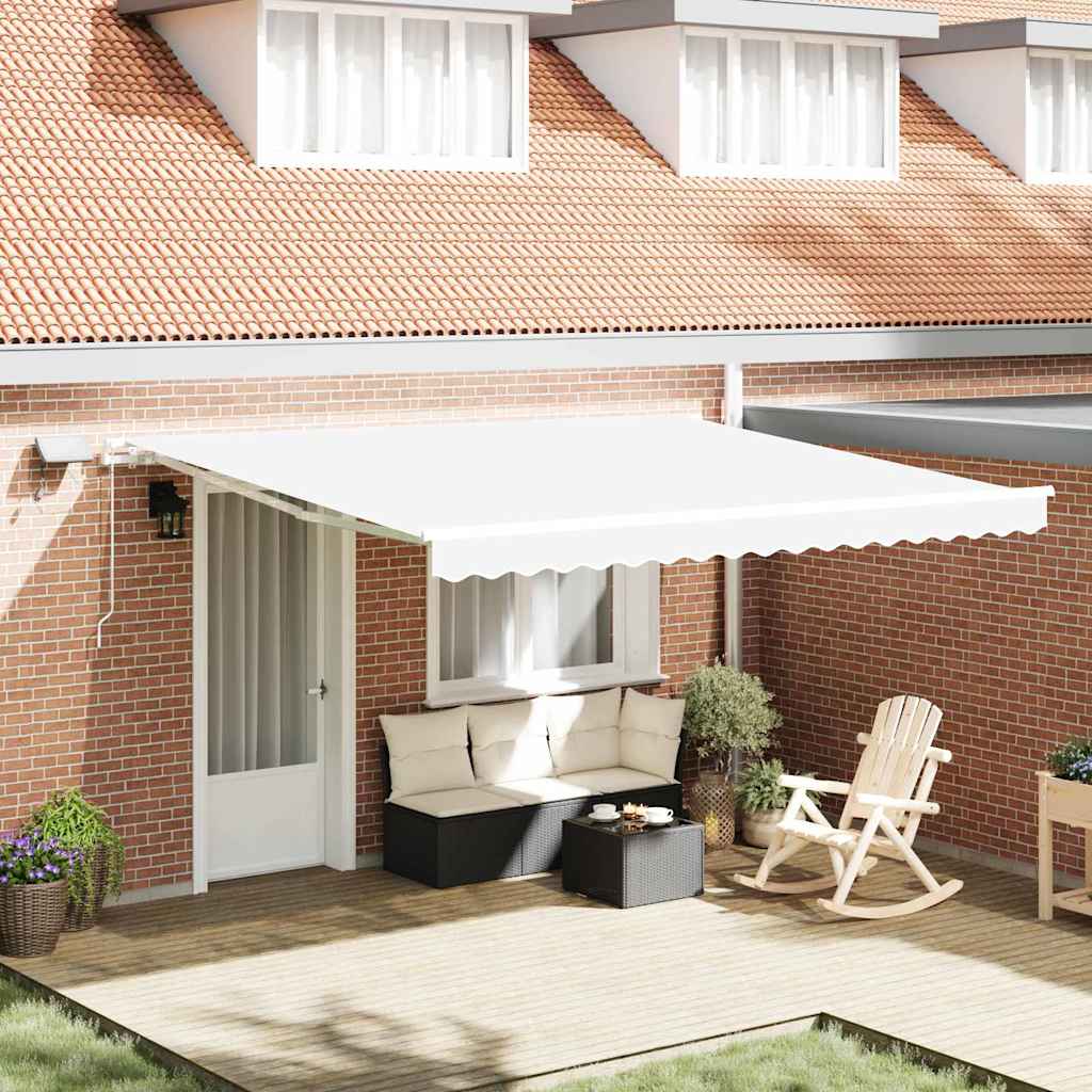 Tenda retrattile Bianco 400 × 300 cm Tessuto e Alluminio