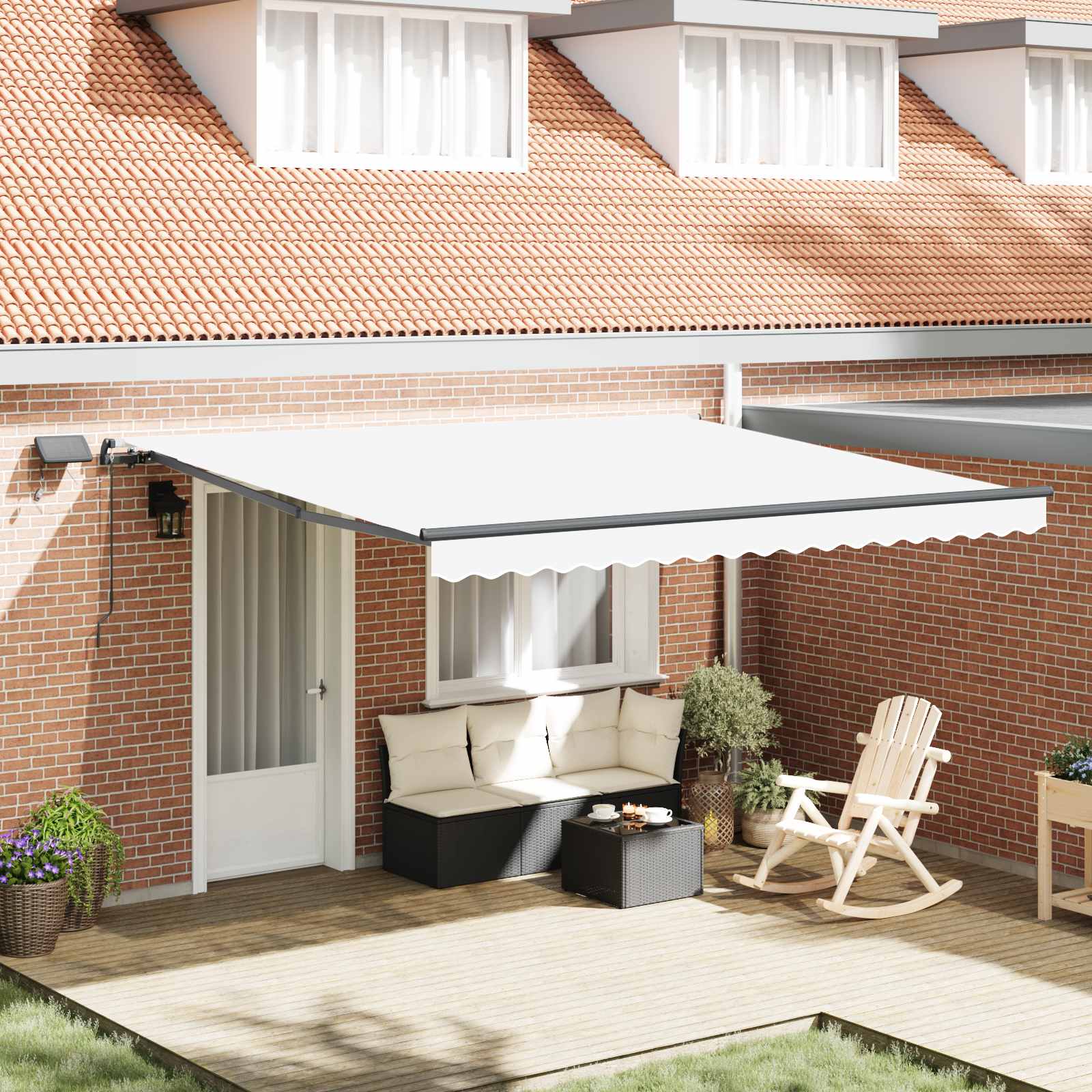 Tenda retrattile Bianco 400 × 350 cm Tessuto e Alluminio