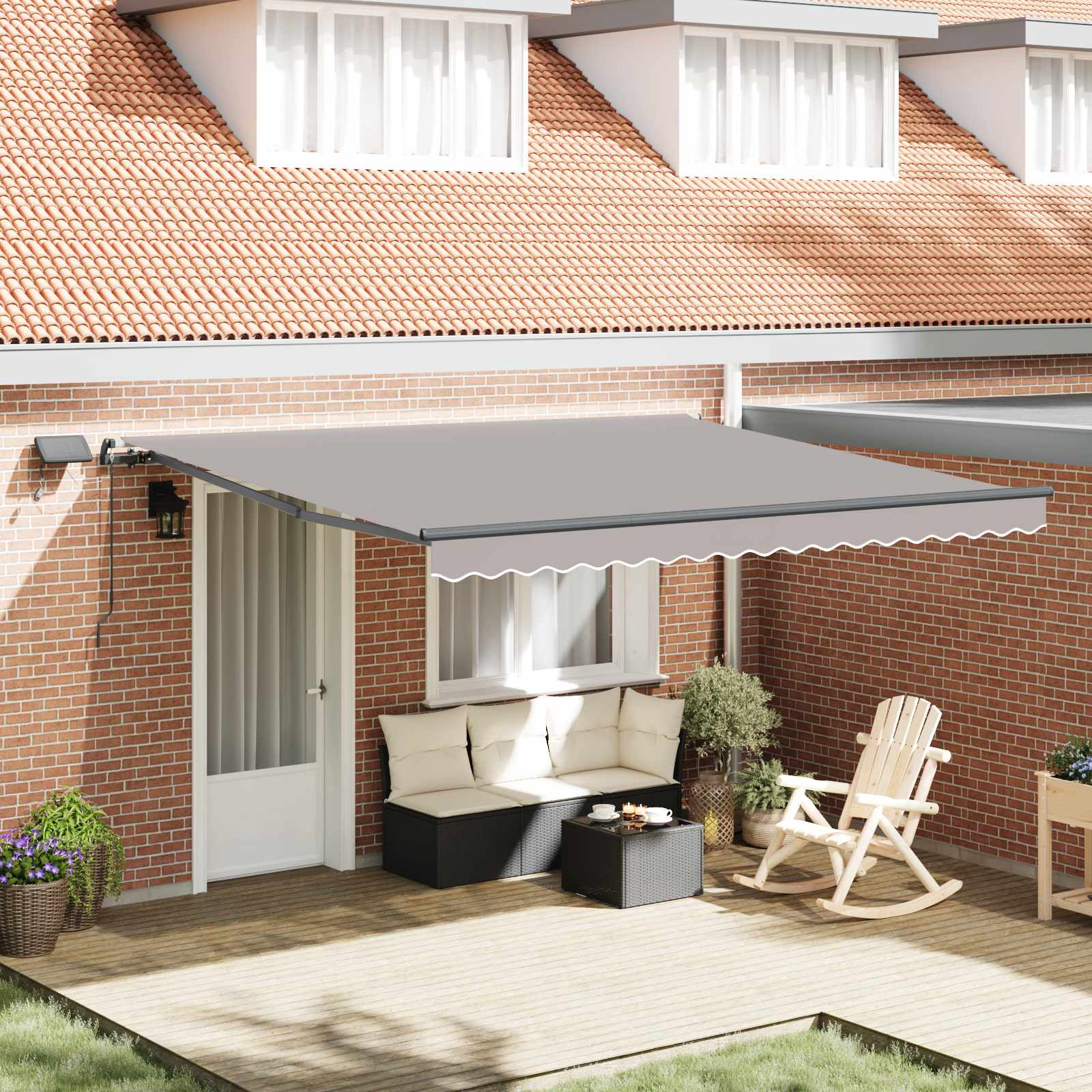 Tenda retrattile Grigio Chiaro 400 × 350 cm Tessuto e Alluminio