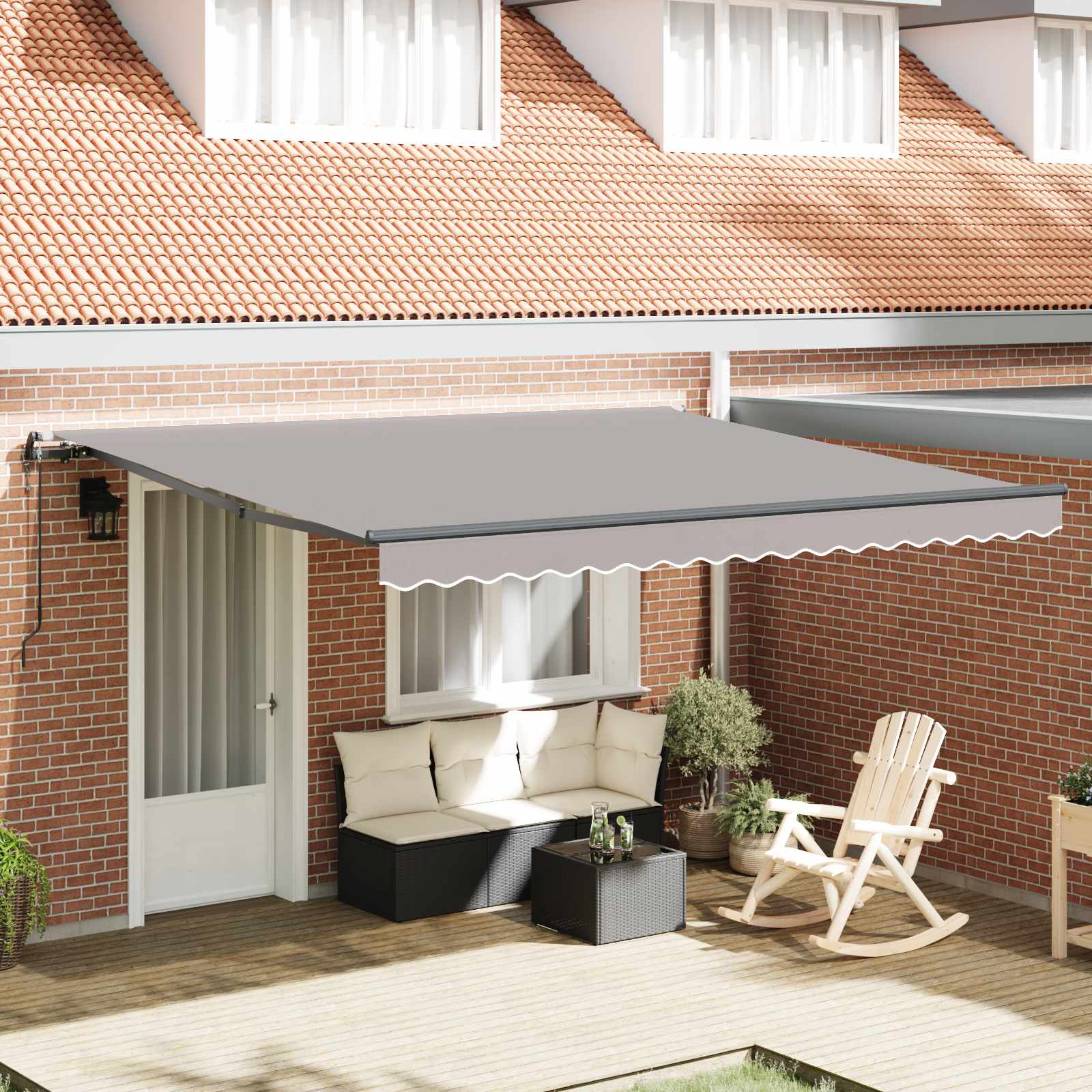 Tenda retrattile Grigio Chiaro 400 × 350 cm Tessuto e Alluminio