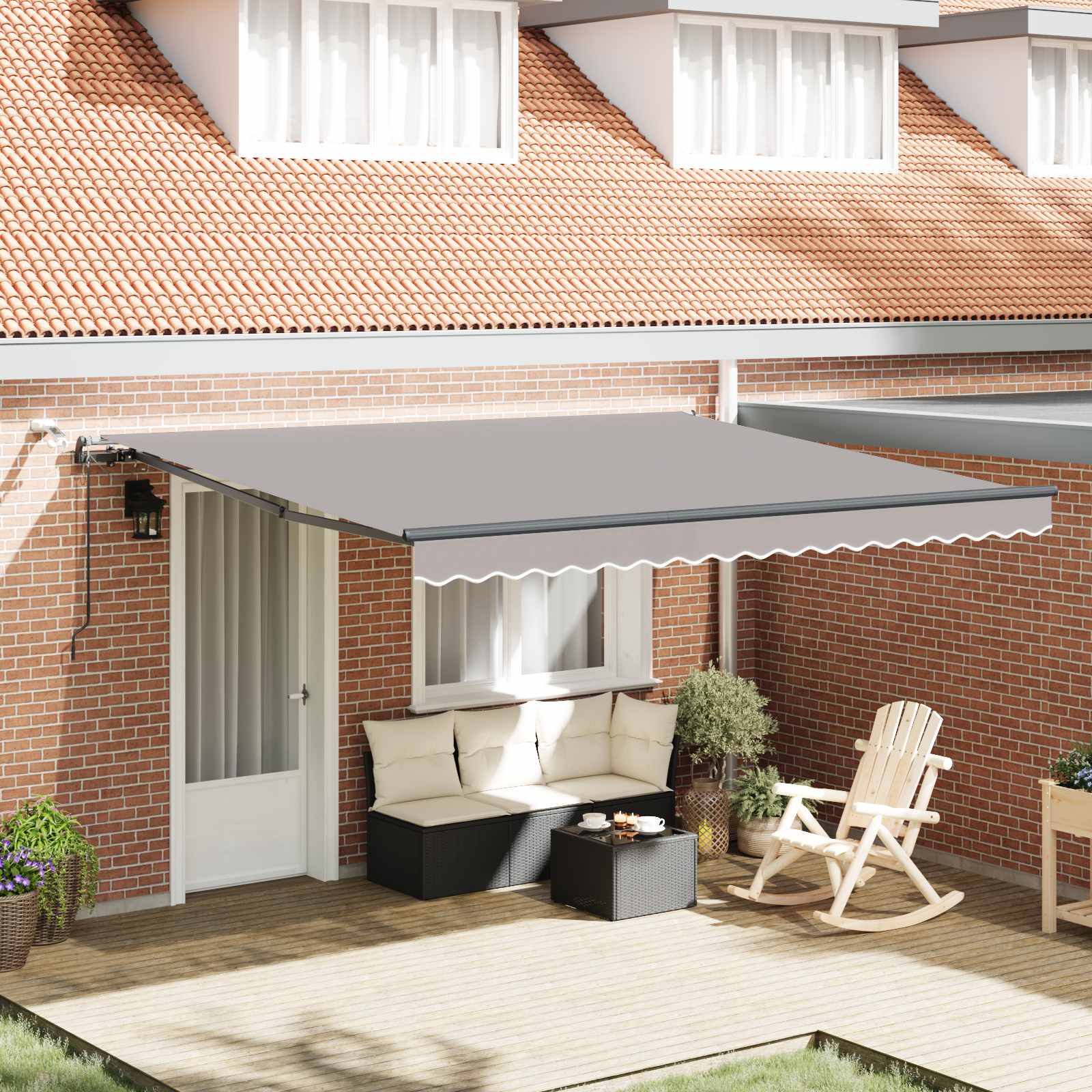 Tenda retrattile Grigio Chiaro 400 × 350 cm Poliestere