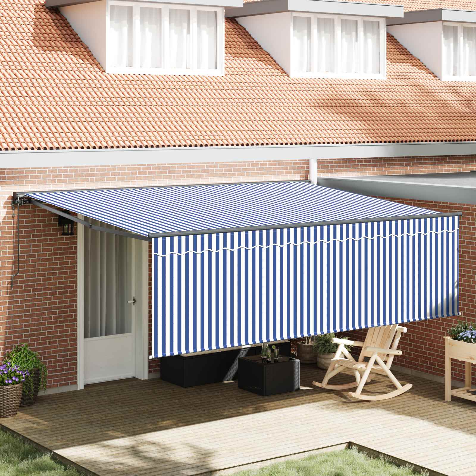 Tenda retrattile Blu e Bianco 400 × 300 cm