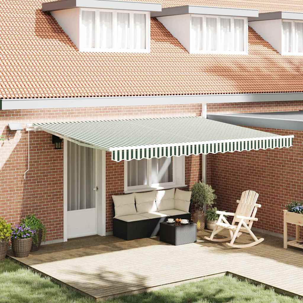 Tenda retrattile Verde e Bianco 450 × 300 cm