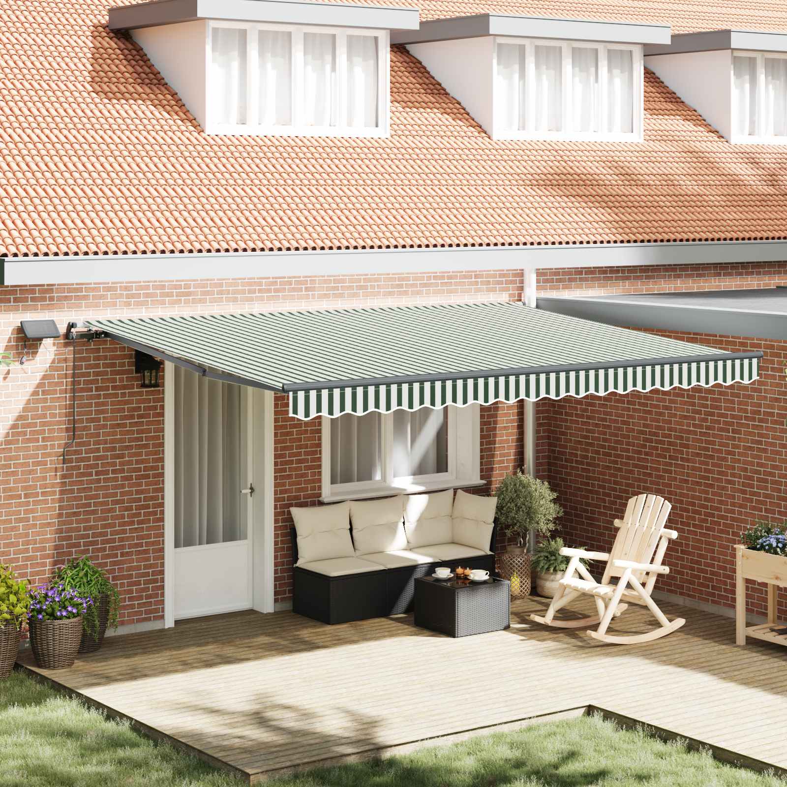 Tenda retrattile Verde e Bianco 450 × 300 cm