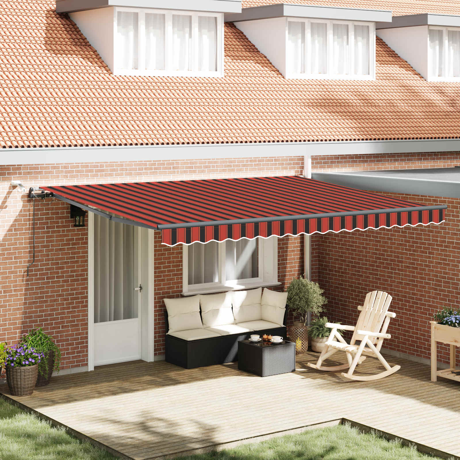 Tenda retrattile arancione e marrone 450 × 350 cm Poliestere