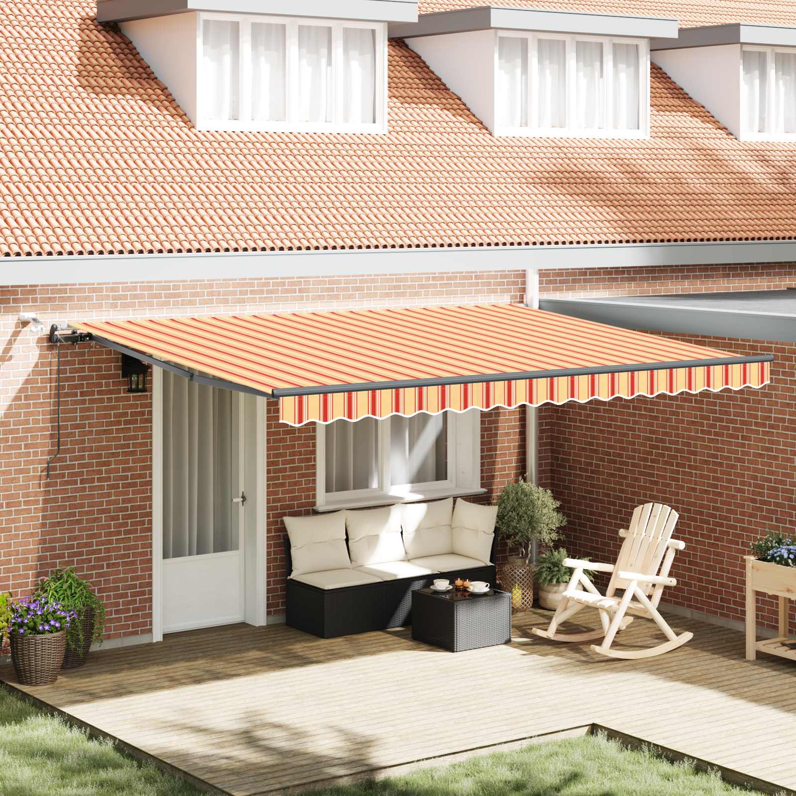 Tenda retrattile Giallo e Arancione 450 × 350 cm Poliestere