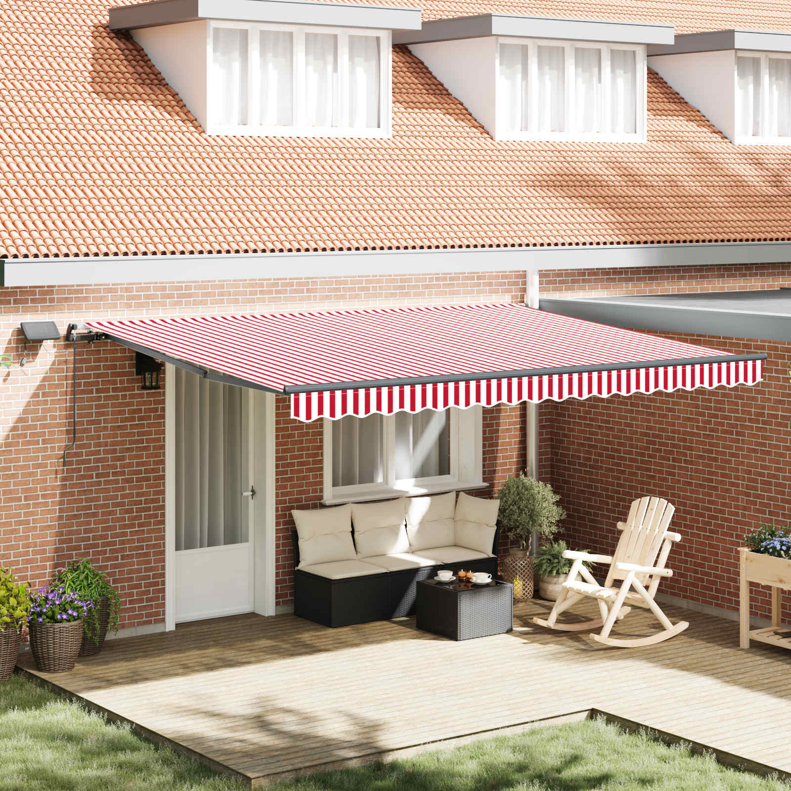 Tenda retrattile Rosso e Bianco 450 × 350 cm