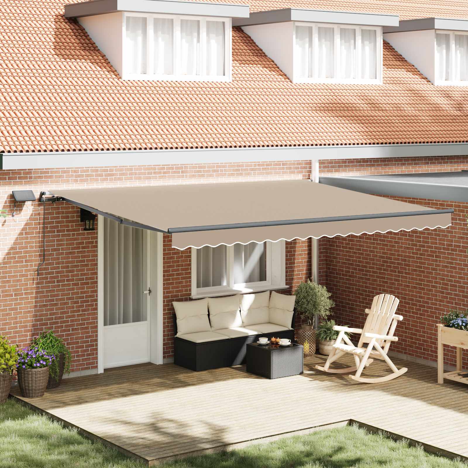 Tenda retrattile Beige 450 × 350 cm Tessuto e Alluminio