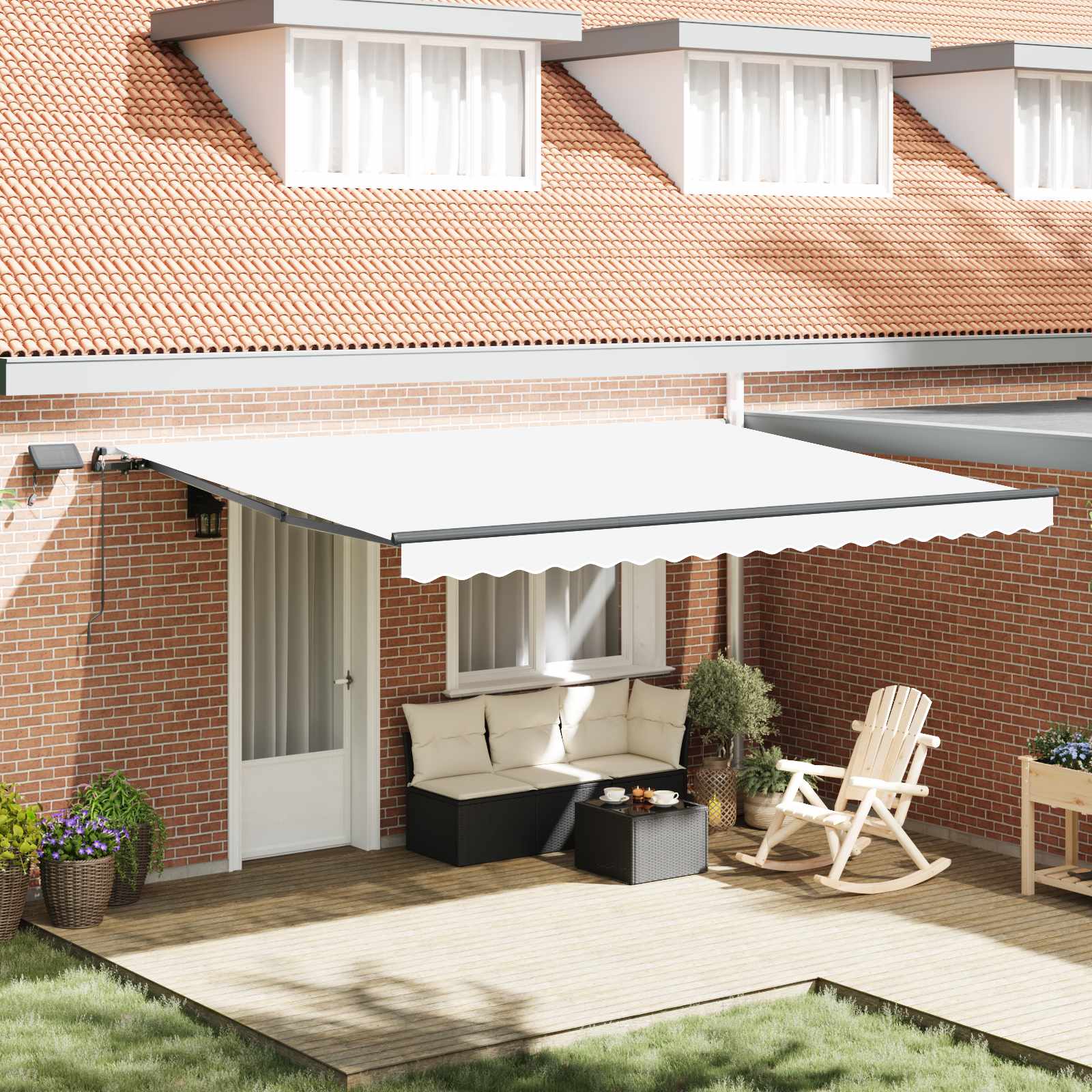 Tenda retrattile Bianco 450 × 350 cm Tessuto e Alluminio