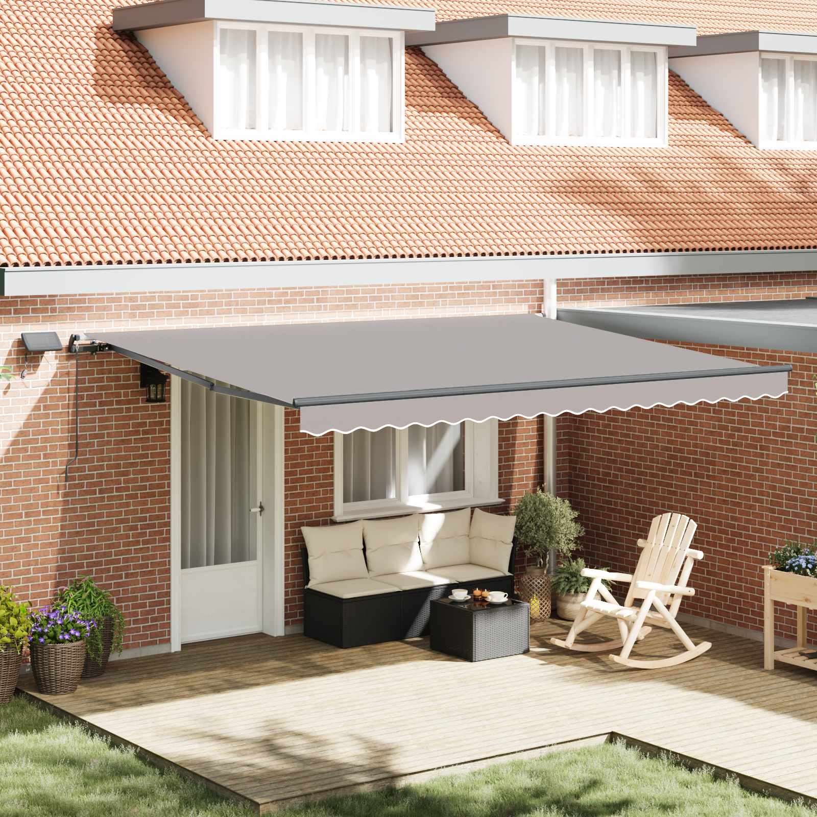 Tenda retrattile Grigio Chiaro 450 × 350 cm Tessuto e Alluminio