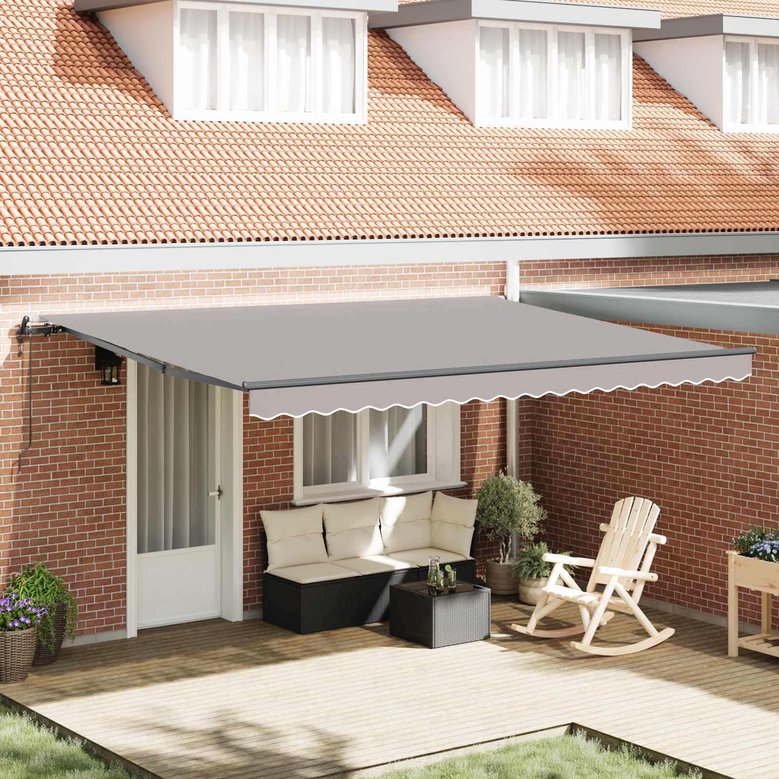 Tenda retrattile Grigio Chiaro 450 × 350 cm Tessuto e Alluminio