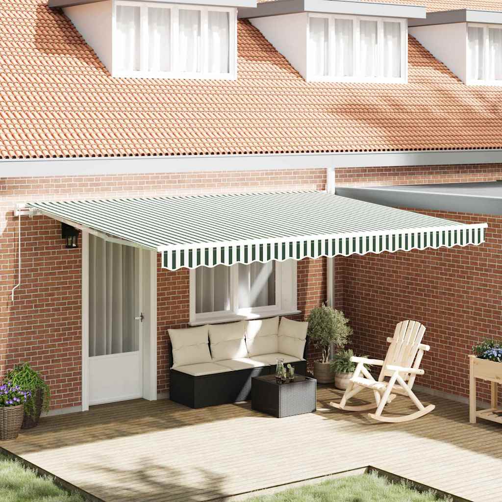 Tenda retrattile Verde e Bianco 450 x 350 x 165 cm