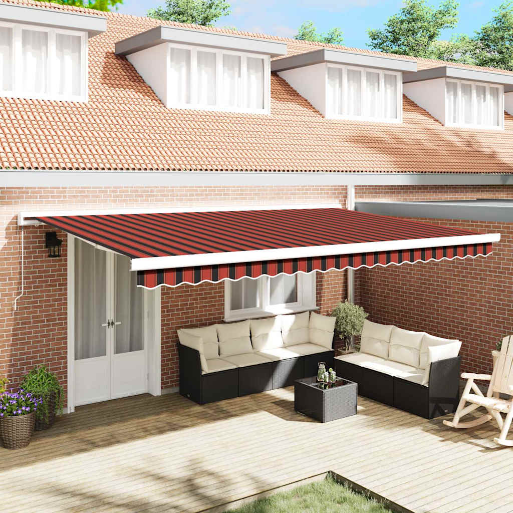 Tenda retrattile Rosso e Nero 500 × 300 cm Tela e Alluminio