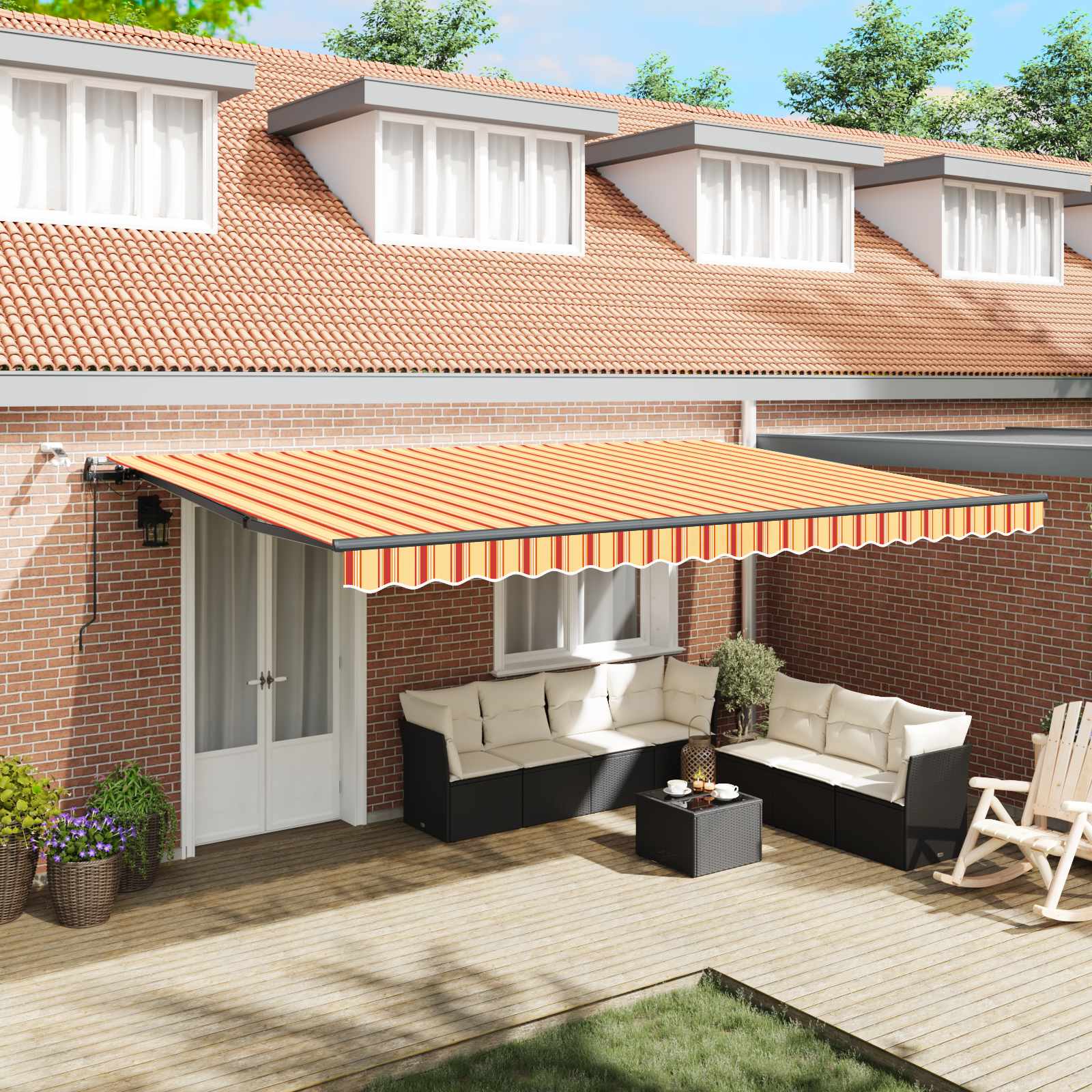 Tenda retrattile Giallo e Arancione 500 × 300 cm Poliestere