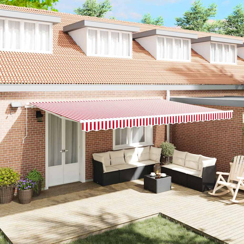 Tenda retrattile Rosso e Bianco 500 × 300 cm