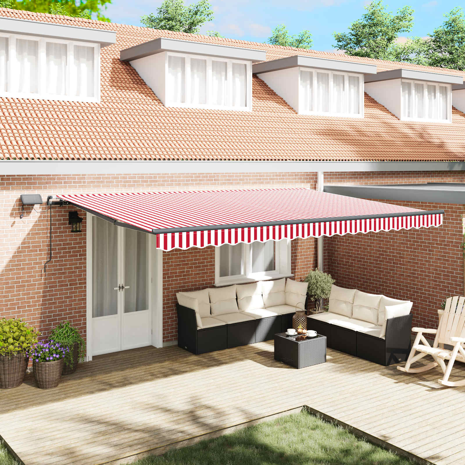 Tenda retrattile Rosso e Bianco 500 × 300 cm