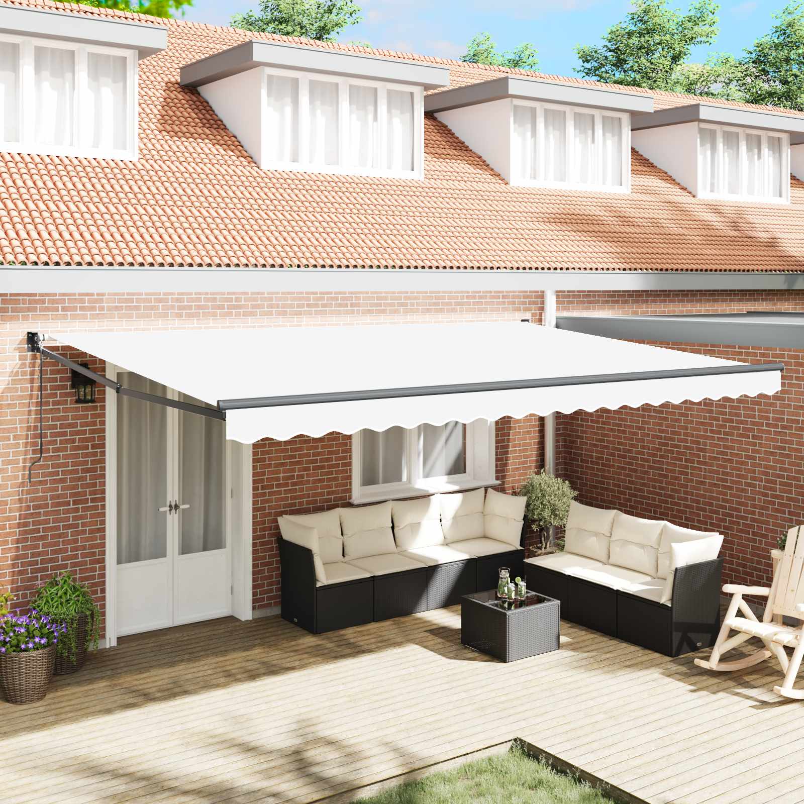 Tenda retrattile Bianco 500 x 300 x 165 cm Poliestere e Metallo