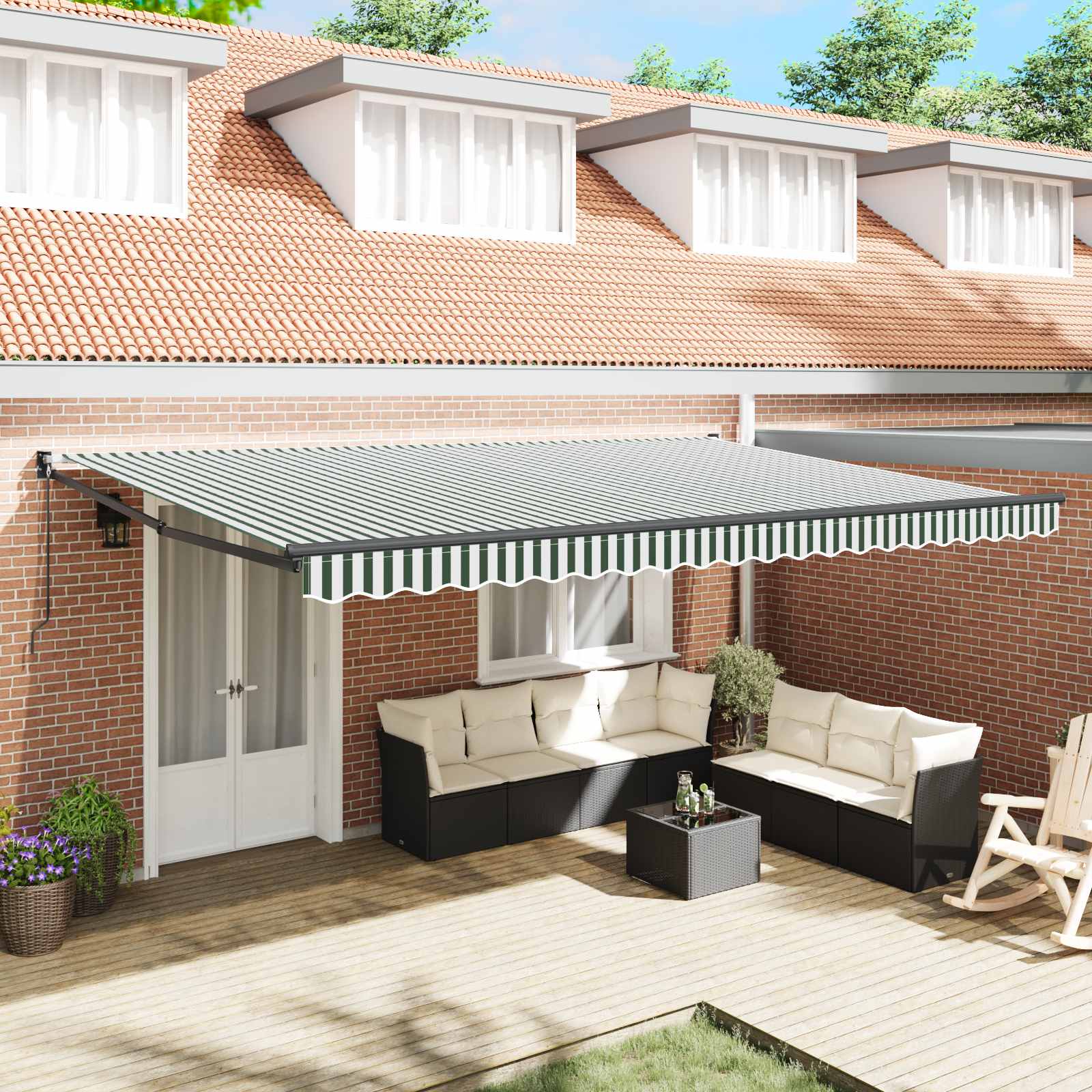 Tenda retrattile Verde 500 × 300 cm 100% Poliestere e Alluminio