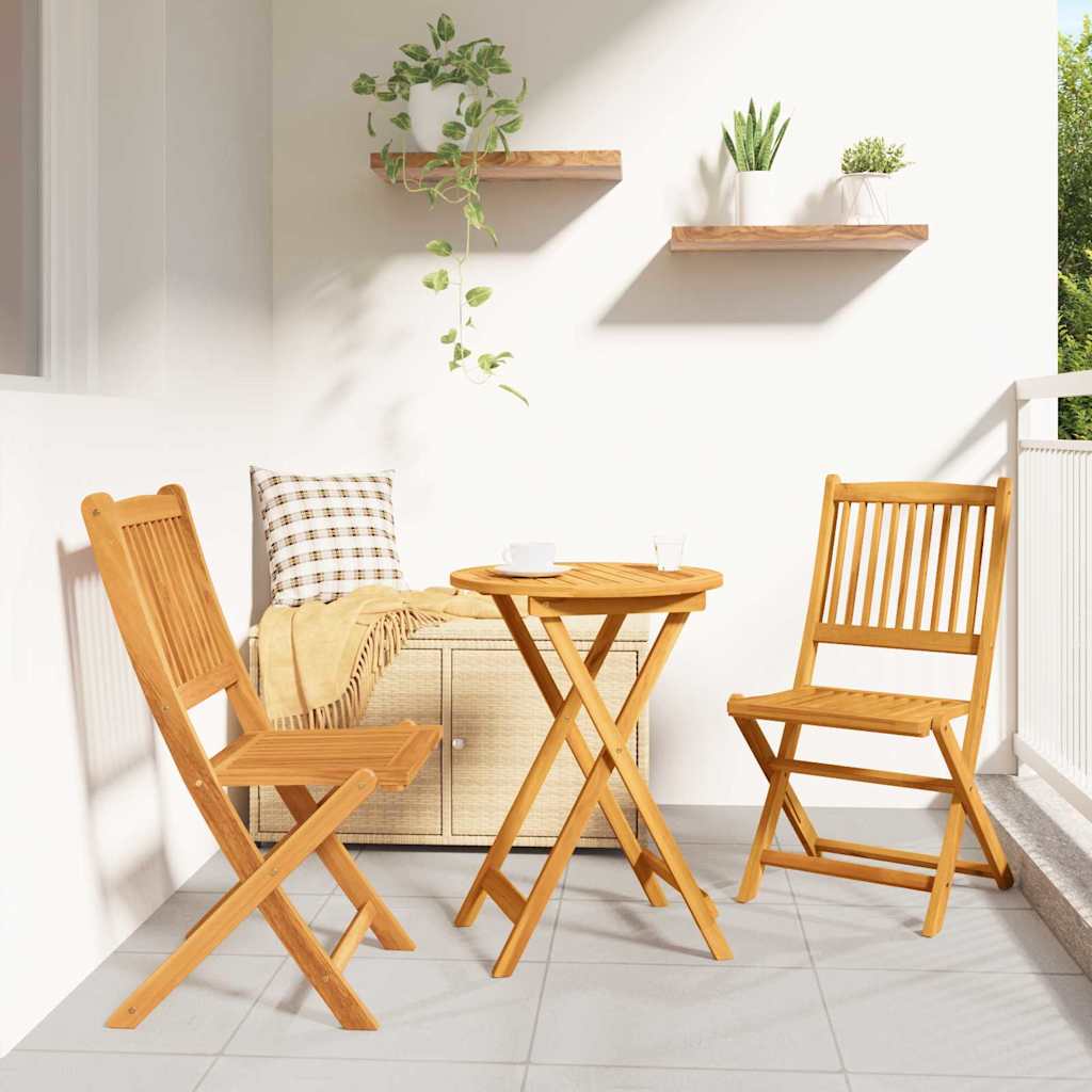 Set Bistro da Giardino 3 pz Marrone Legno di Acacia Massello