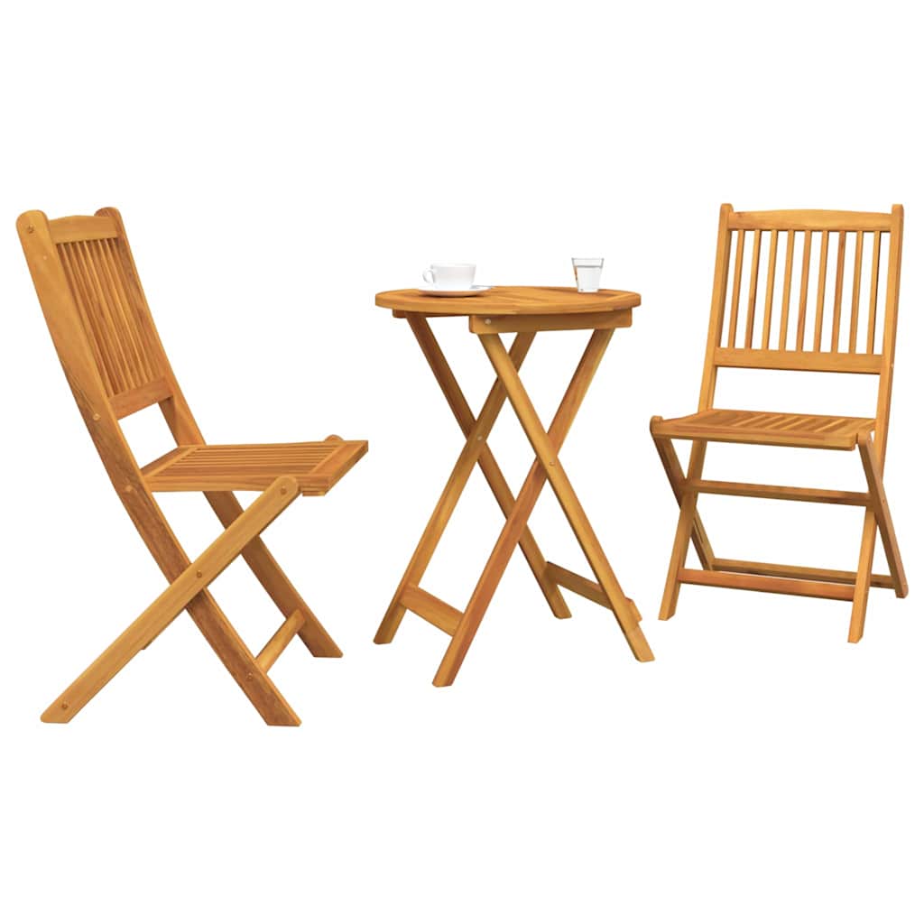 Set Bistro da Giardino 3 pz Marrone Legno di Acacia Massello