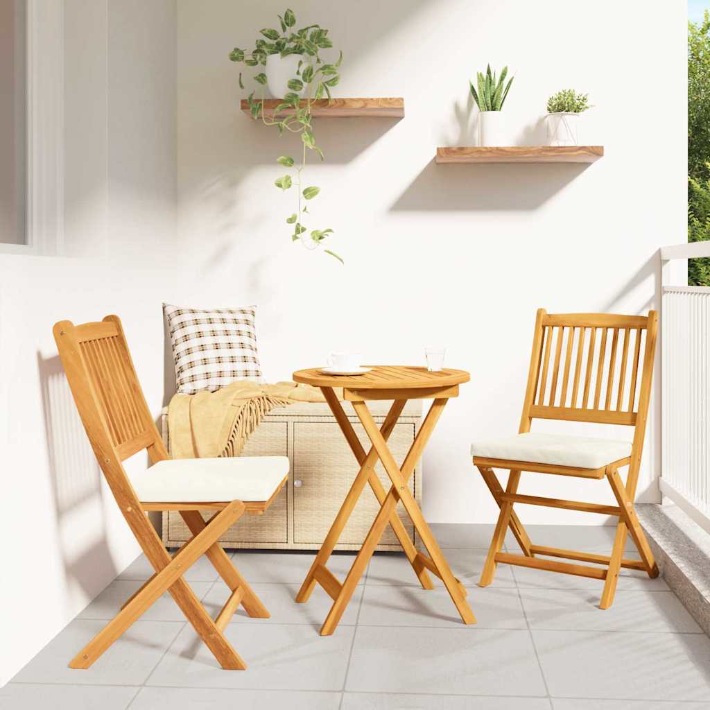 Set Bistro da Giardino 3 pz Marrone Legno di Acacia Massello