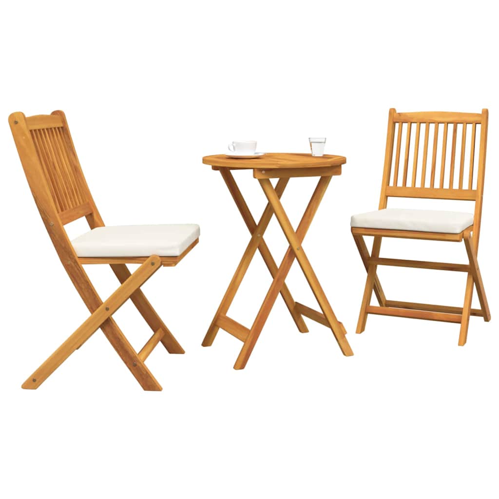 Set Bistro da Giardino 3 pz Marrone Legno di Acacia Massello