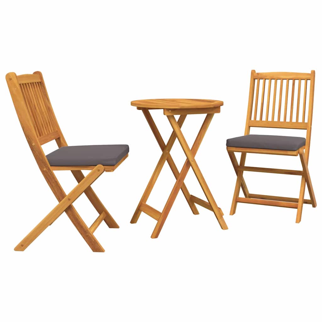 Set Bistro da Giardino 3 pz Marrone Legno di Acacia Massello