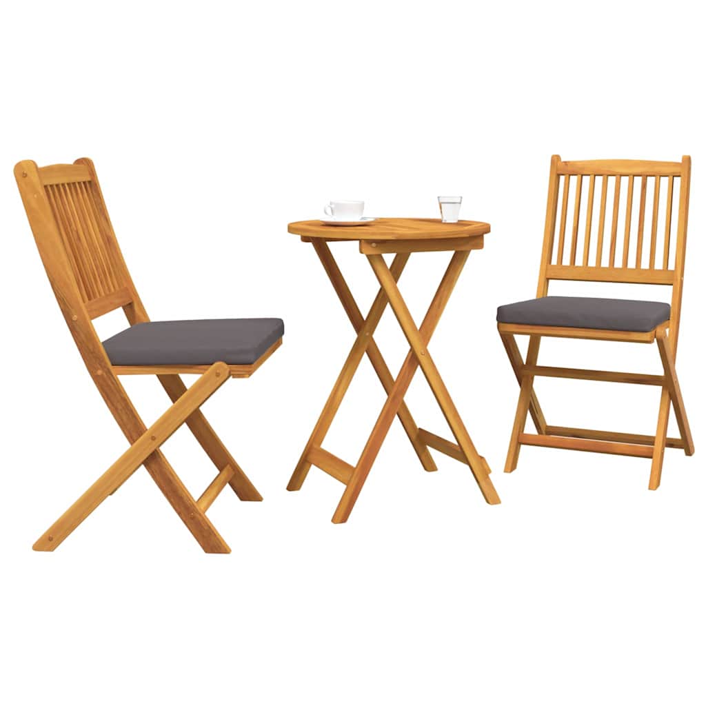 Set Bistro da Giardino 3 pz Marrone Legno di Acacia Massello