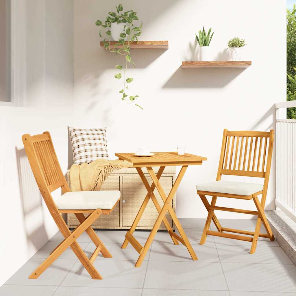 Set Bistro da Giardino 3 pz Marrone Legno di Acacia Massello