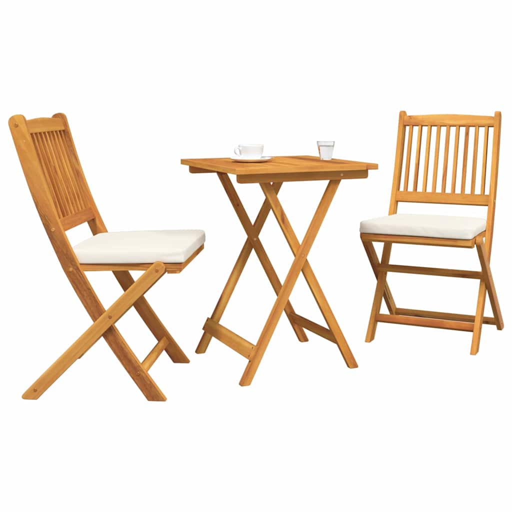 Set Bistro da Giardino 3 pz Marrone Legno di Acacia Massello