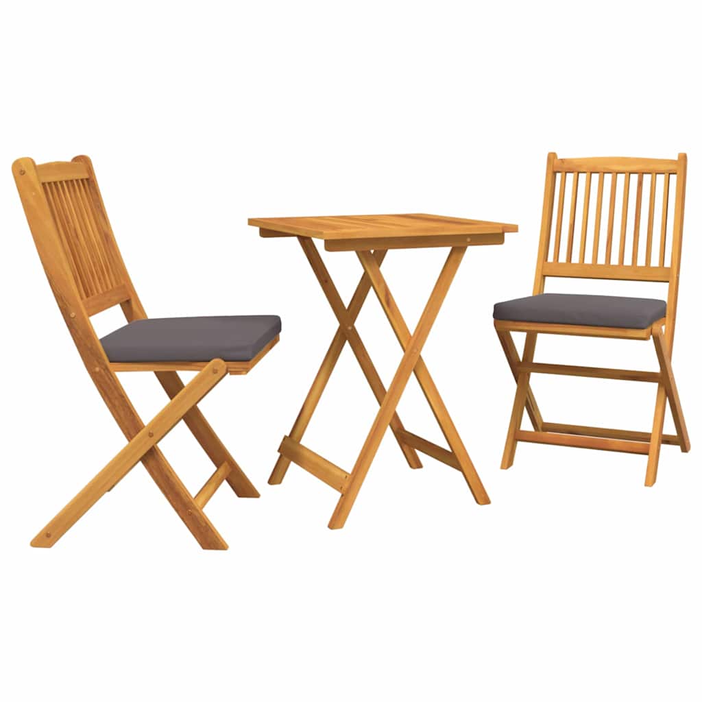 Set Bistro da Giardino 3 pz Marrone Legno di Acacia Massello