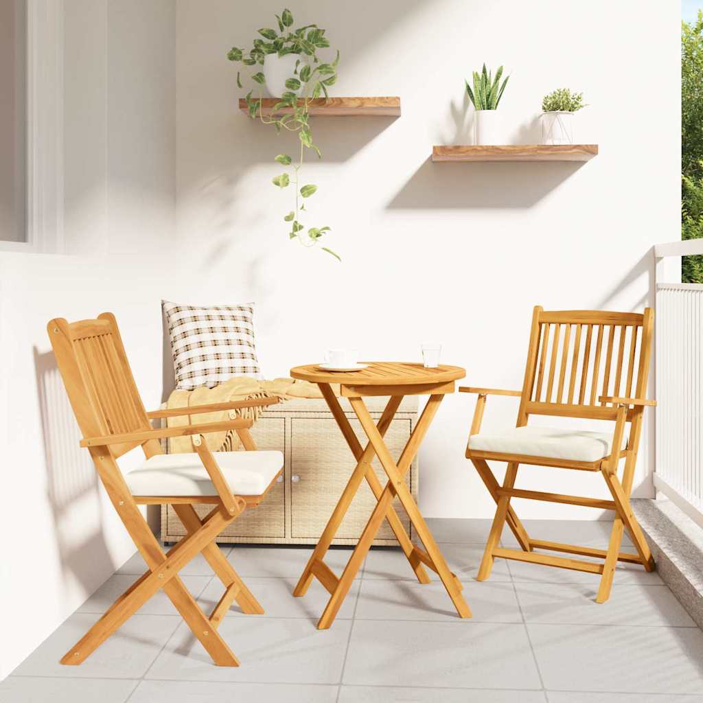 Sedia pieghevole 2 pz Marrone Legno massello di acacia