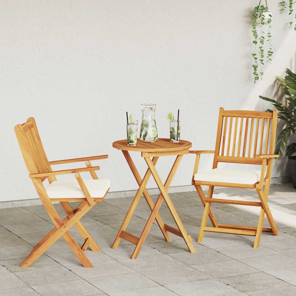 Sedia pieghevole 2 pz Marrone Legno massello di acacia