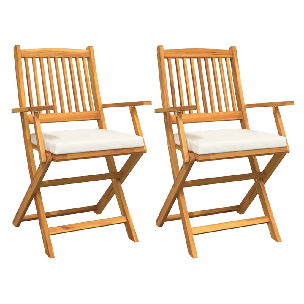 Sedia pieghevole 2 pz Marrone Legno massello di acacia