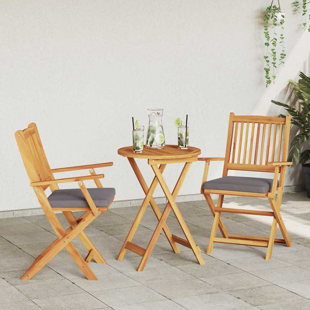 Sedia pieghevole 2 pz Marrone Legno massello di acacia