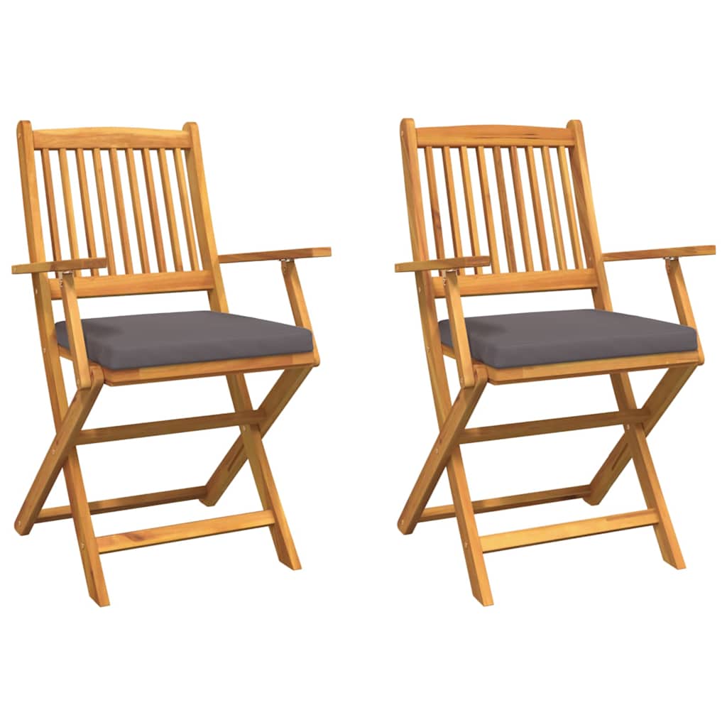 Sedia pieghevole 2 pz Marrone Legno massello di acacia