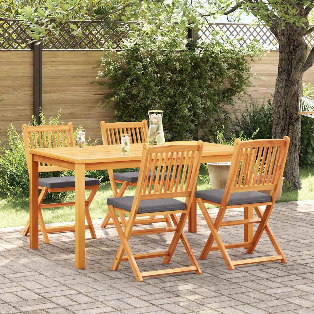 Sedia pieghevole 4 pz Grigio Legno massello di acacia