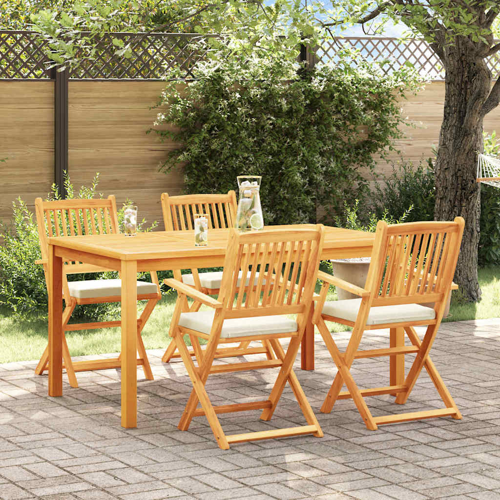 Sedia pieghevole 4 pz Bianco Legno massello di acacia