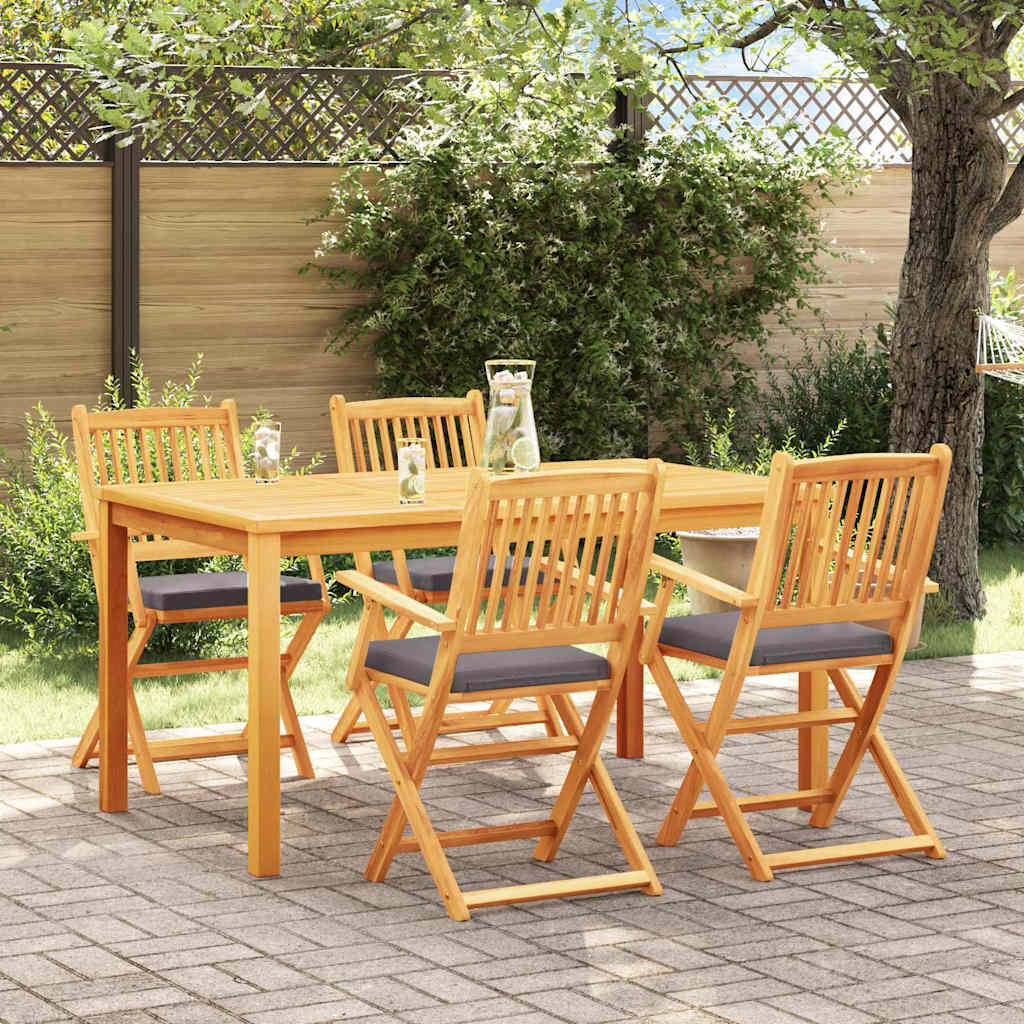 Sedia pieghevole 4 pz Grigio Legno massello di acacia