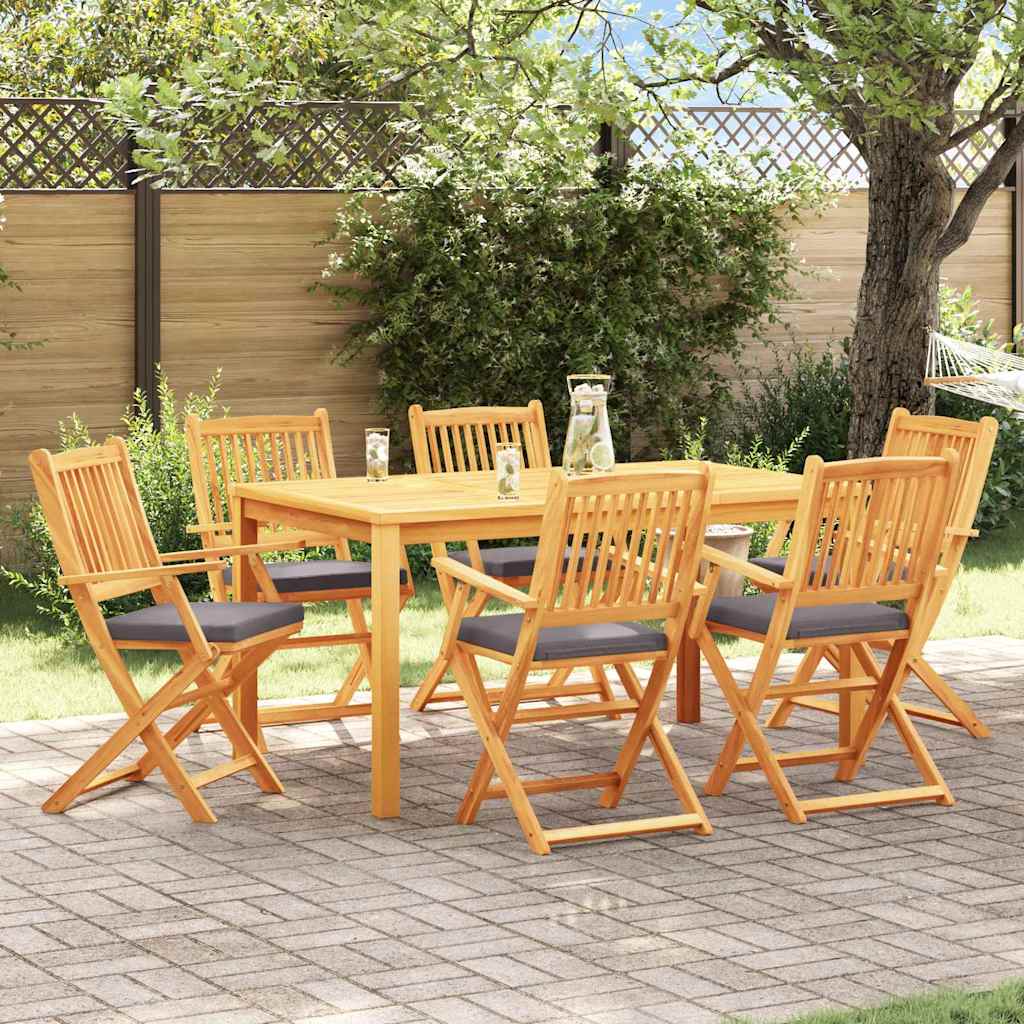Sedia pieghevole 6 pz Grigio Legno massello di acacia