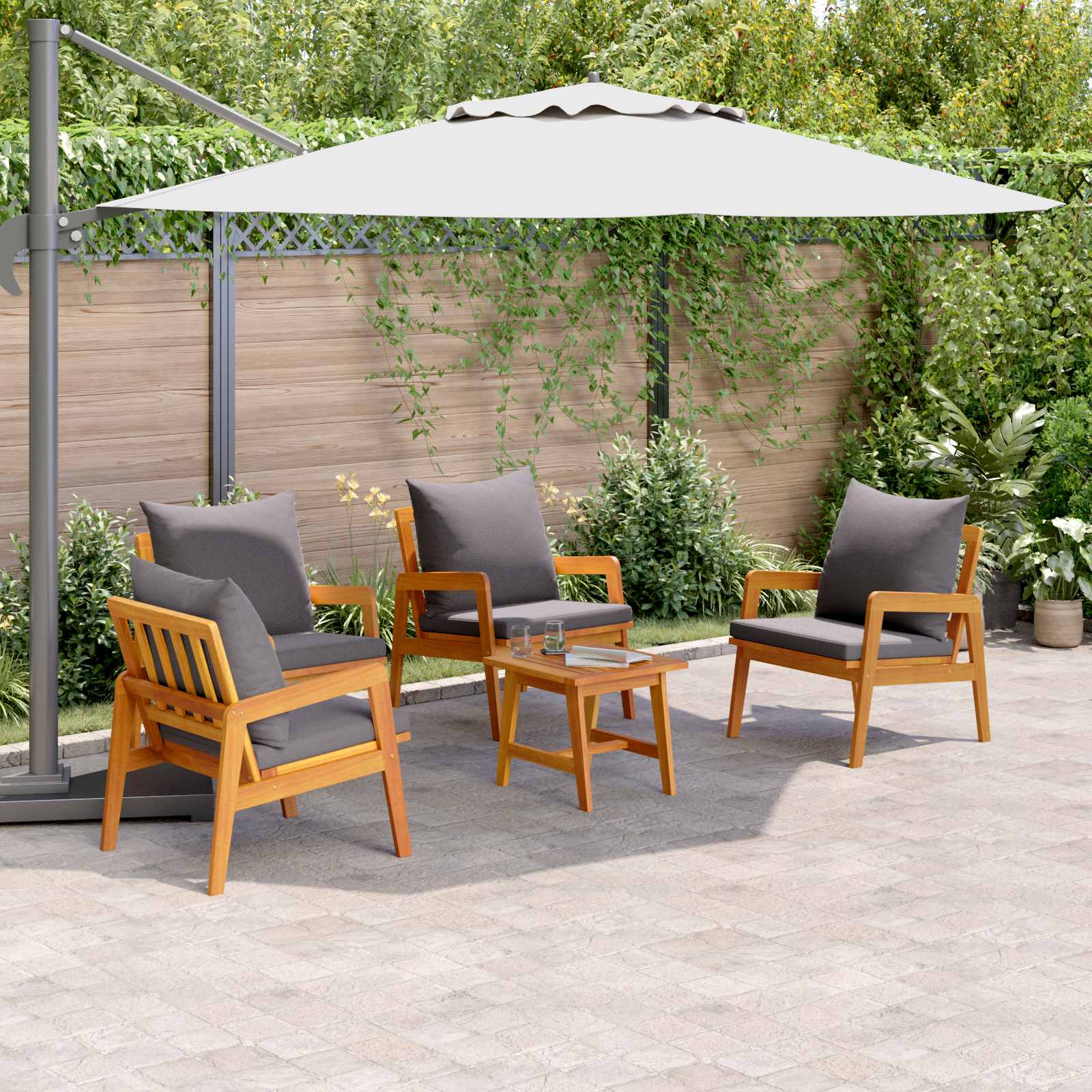 Set bistrot 5 pz Marrone Legno di Acacia Massello