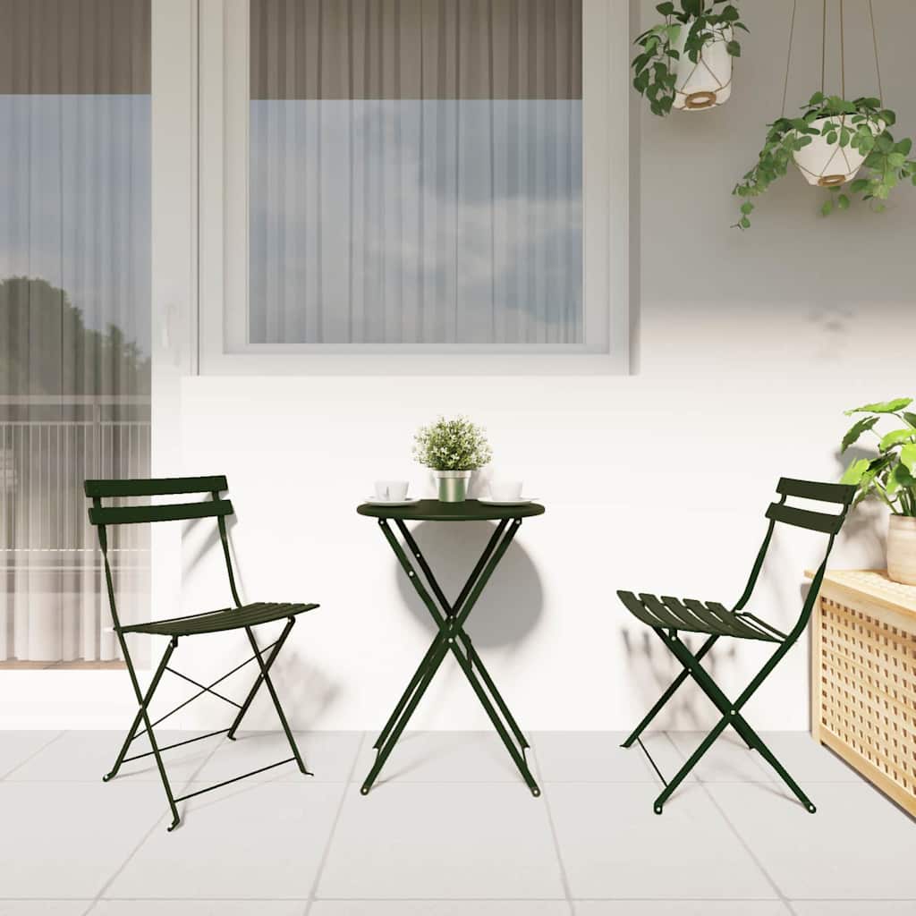 Sedia Pieghevole da Giardino 2 pz Verde Metallo