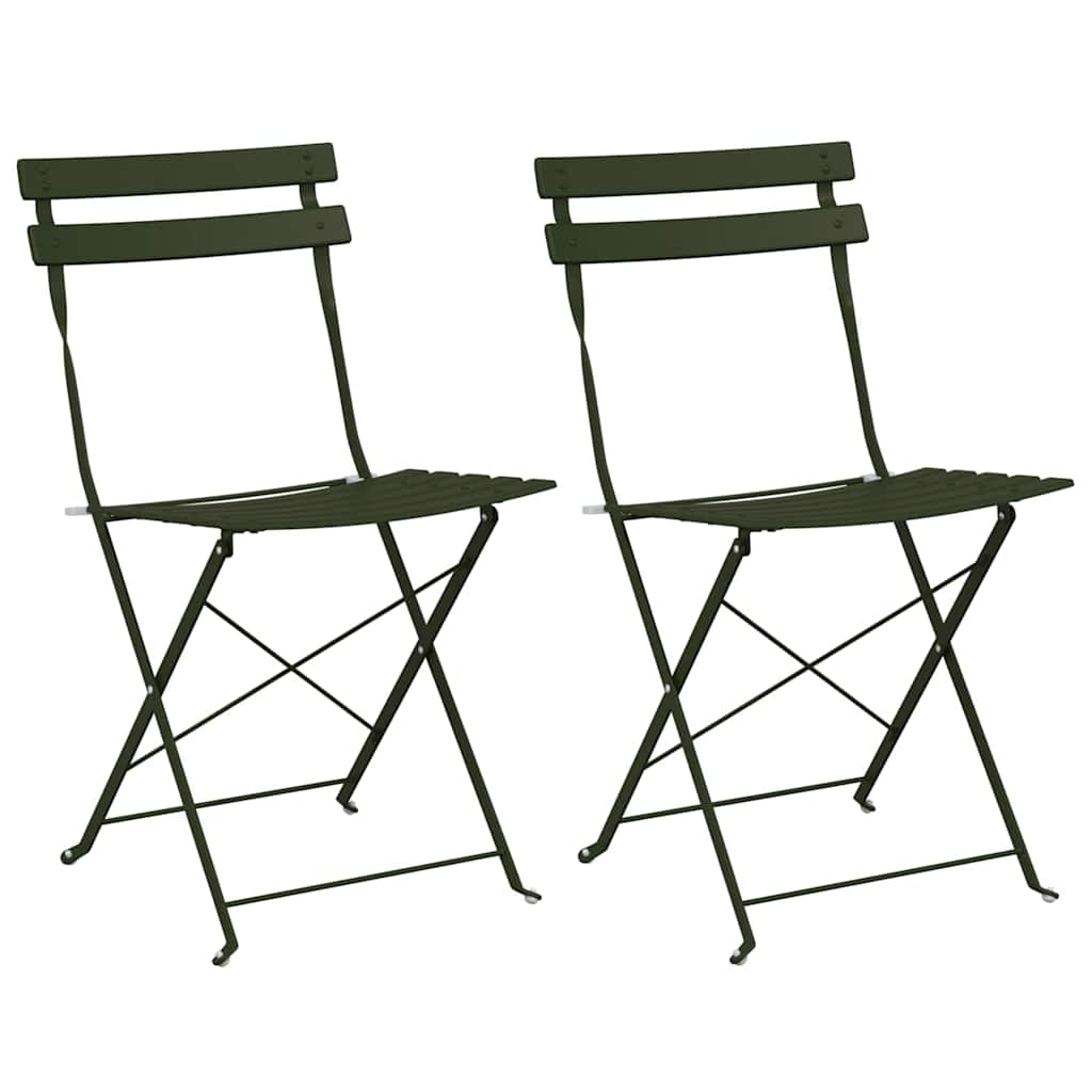Sedia Pieghevole da Giardino 2 pz Verde Metallo