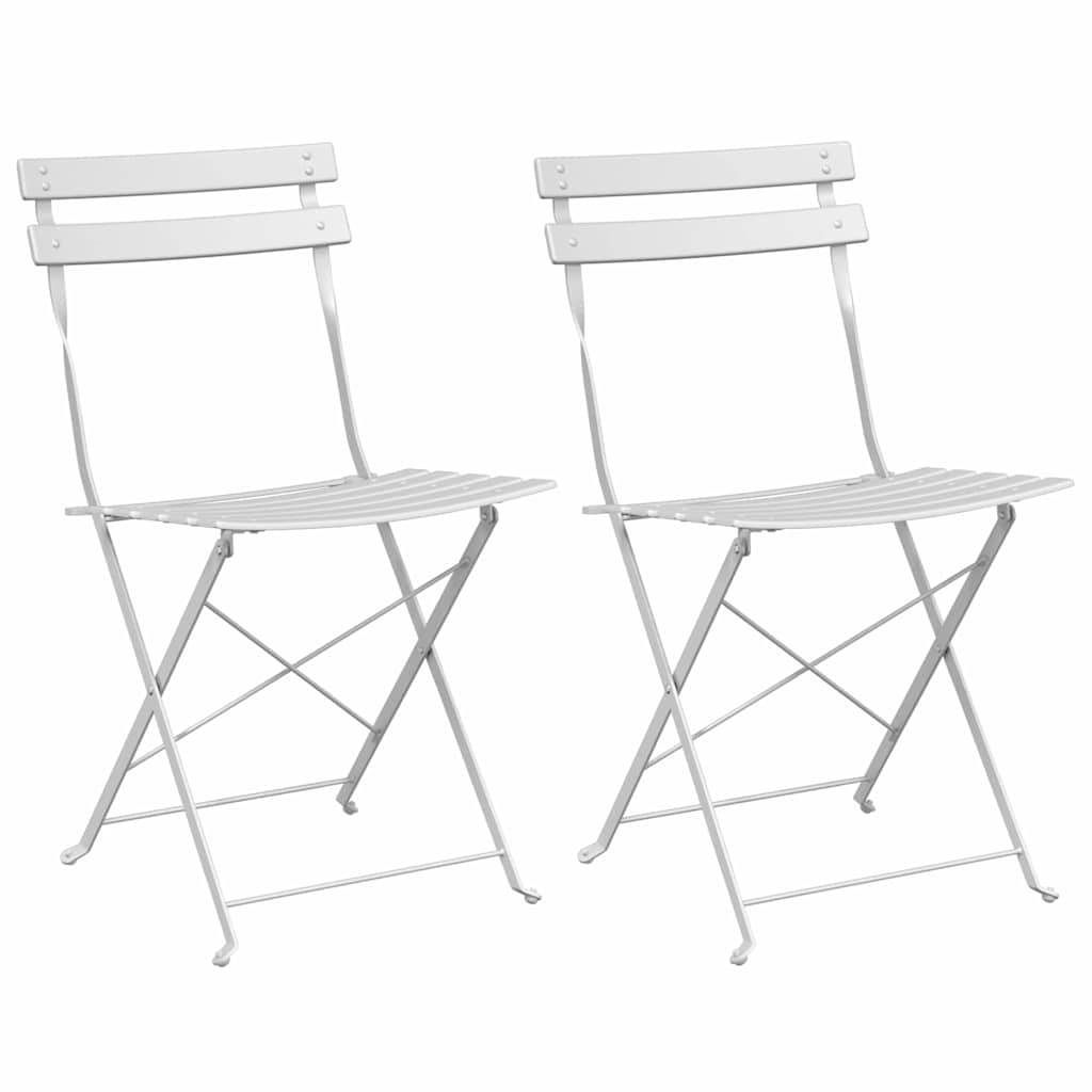 Sedia Pieghevole da Giardino 2 pz Bianco Metallo